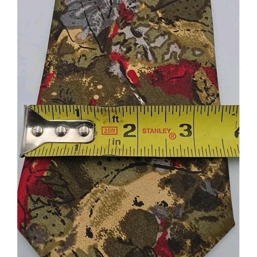 Vintage Golden Crown Mens Neck Tie 100% Silk Floral Multicolor Handmade USA